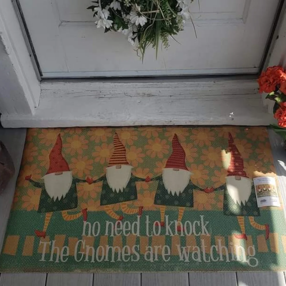 Rug Indoor Outdoor Funny Gnome No Need To Knock Rug Doormat Non-skid Backed Mat